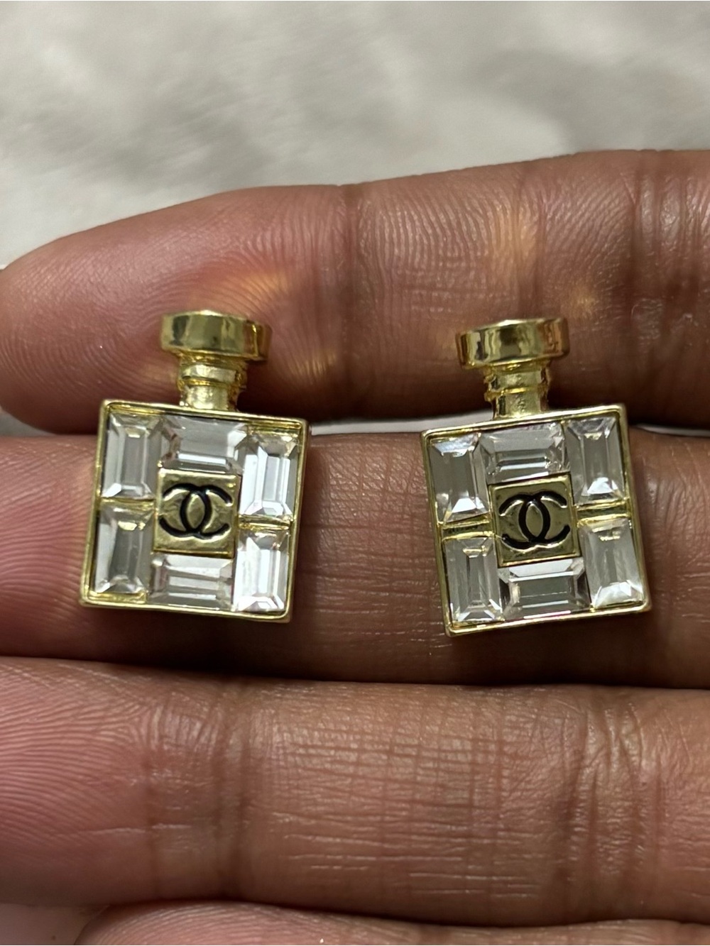 CC Gold & Clear Diamond Earrings